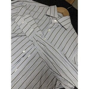 Isaia Napoli French Cuff Dress Shirt‎ Mens 44 White Multicolor Stripe Cotton